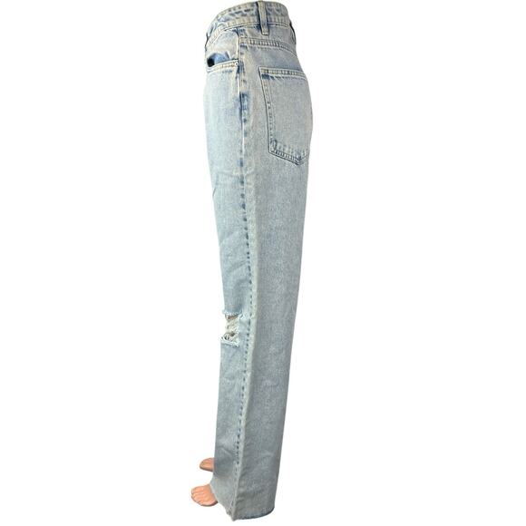 NEW WeWoreWhat Women's Rigid Denim Light Wash Distressed High Rise Dad Jeans  28 - Picture 2 of 7
